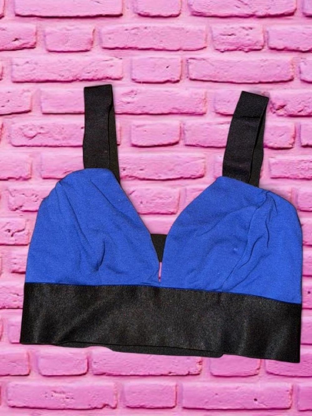 Bebe Blue and Black Crop Bralette